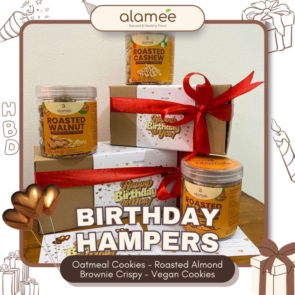

ALAMEE Kado Ulang Tahun Birthday Hampers Hadiah Birth day Parcel Kado Cemilan Sehat Kue Kering
