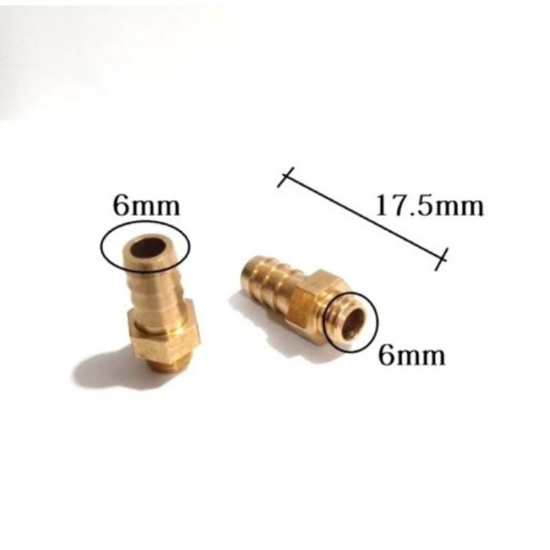 Nepel 6mm short nipple nipel Kuningan nozzle nipple 6mm - 6mm