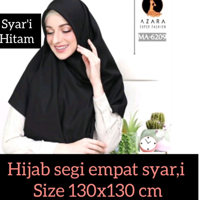 Hijab Segi empat Syar'i ( EDISI WARNA KHUSUS HITAM ) Size 130x130 voal super halus