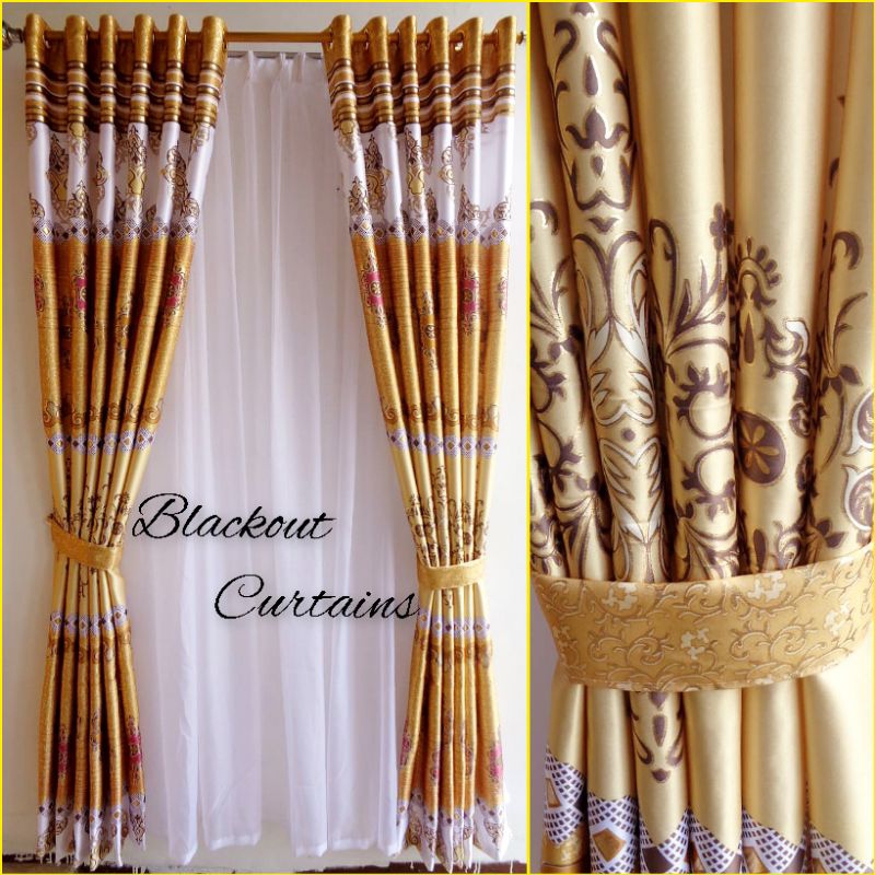 Gorden Blackout Murah Motif Tinta Emas Model Smokering Gold