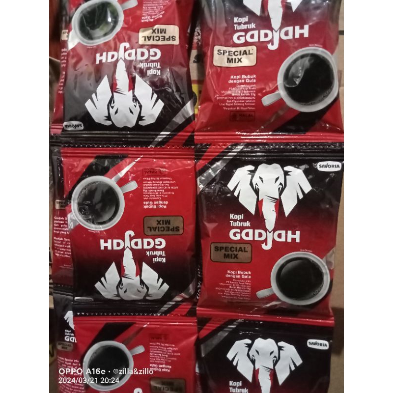 

kopi tubruk gadjah special mix kopi+gula 22g /renceng (isi 10 pcs)