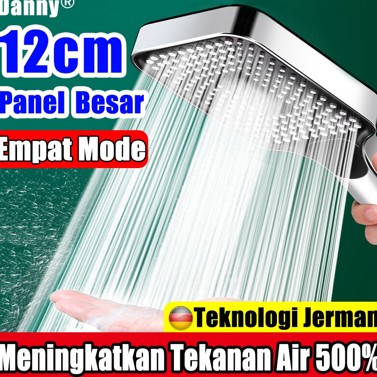 CHEKOUT Bertekanan 5Kepala Shower Kamar Mandi 12cm Panel Besar Kamar Mandi Tidak Ada Karat Penyesuai