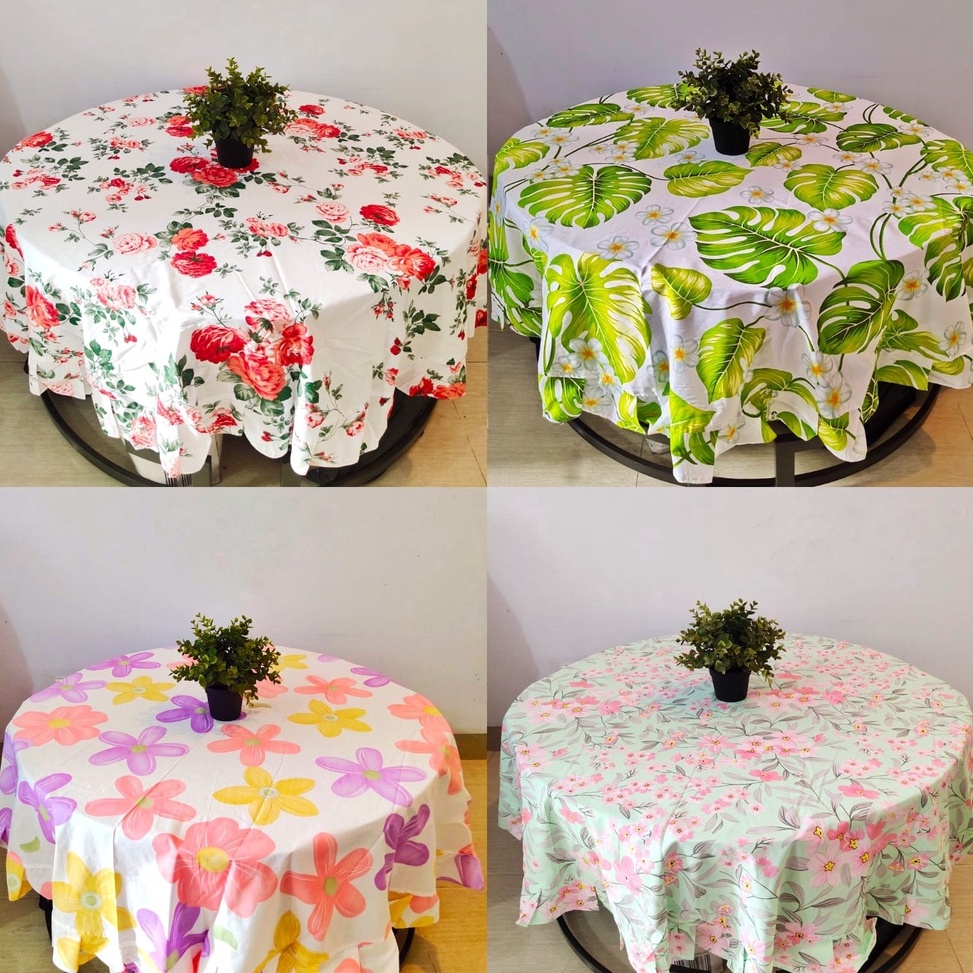 MURAH Shafiyyahsarban Taplak Meja Makan Bulat 4 Empat kursi Rempel  Rumbai  Taplak Meja Oshin