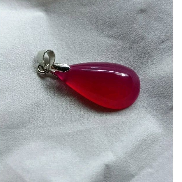 Liontin bandull/Batu akik natural RED BARON merah jambu kristal