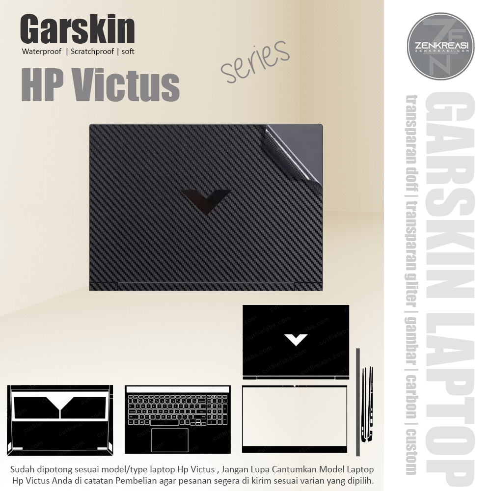 Garskin Laptop Hp Victus series | Garskin Laptop FullBody | Skin Laptop Protector | Garskin Transpar