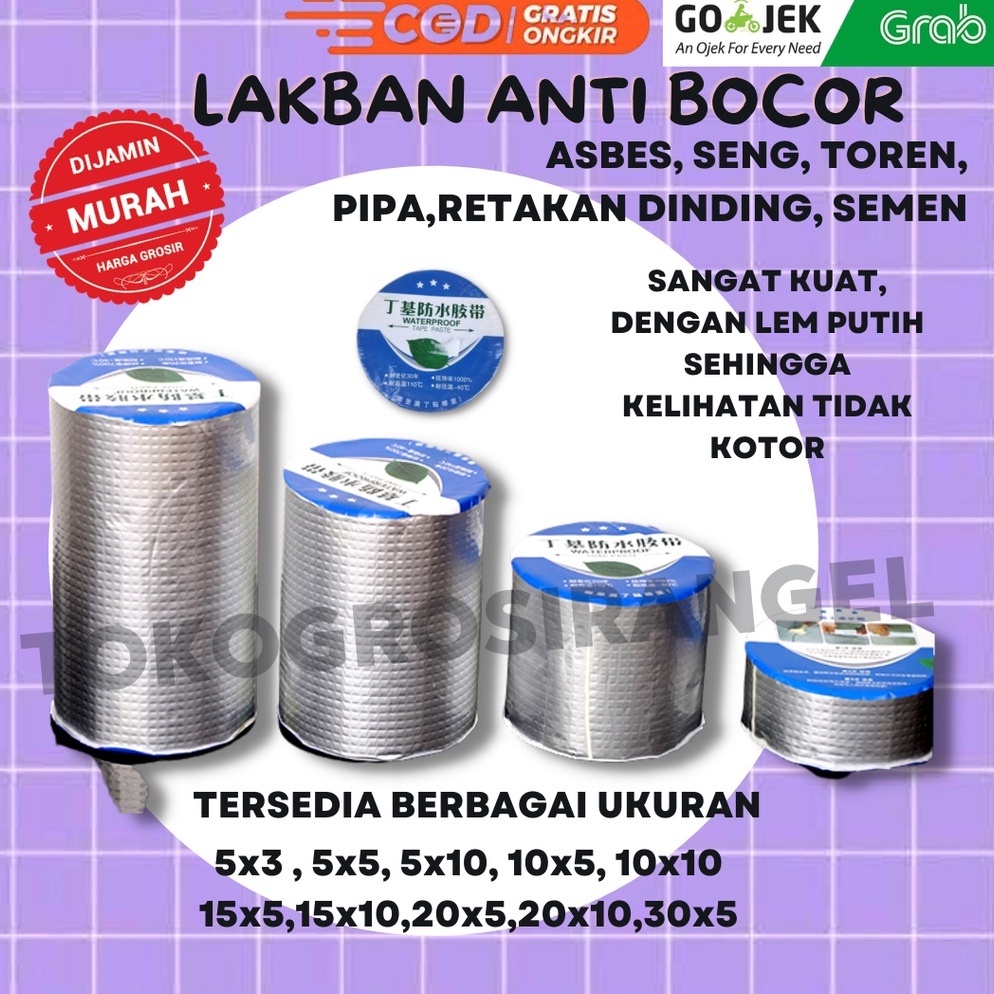 TERBAIK LAKBAN ANTI BOCOR ALUMINIUM FOIL TAPE ANTI BOCOR WATERPROFF BUTYL MULTIFUNGSI TEBAL