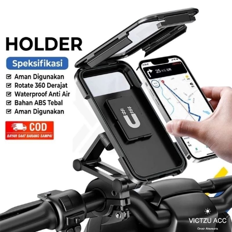 Holder HP Motor Waterproof Bracket HP GPS Handphone Anti air