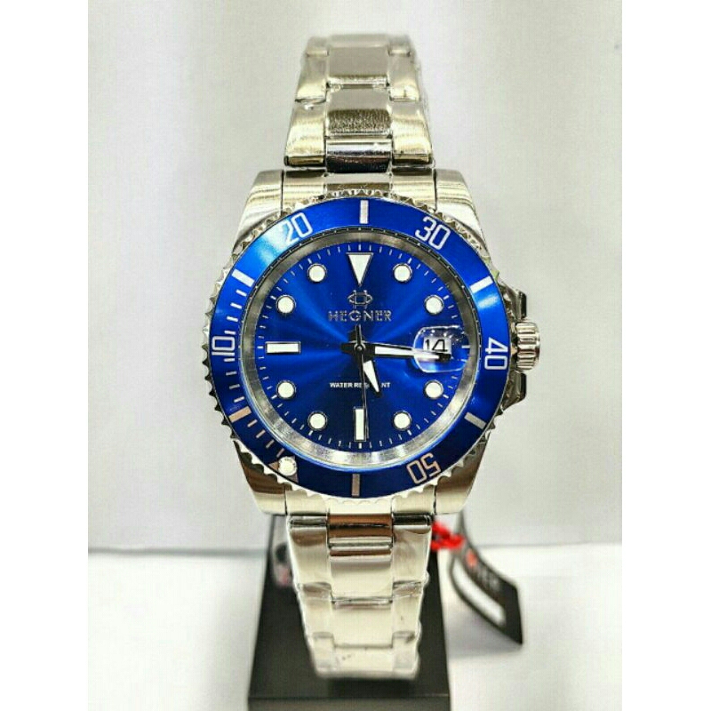 Jam tangan pria HEGNER 1714 silver blue stainless steel
