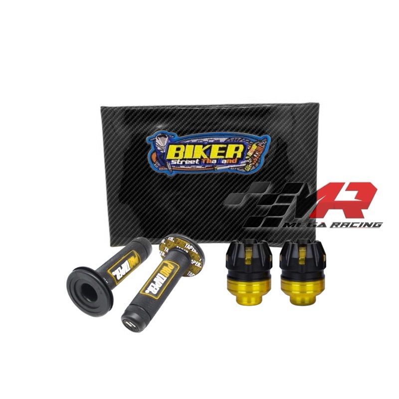 Paket Variasi Motor 3 Item -  Sarung Jok Kulit Jok Karbon Biker Plus Jalu As Roda Depan Dan Grip Kar