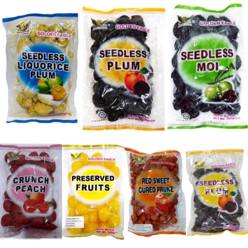 

Halal Golden Eagle Manisan Buah Tanpa Biji Seedless Plum Moi Liquorice Crunch Peach Preserved Fruits Red Prune Buah Ada Biji No Biji No Seed