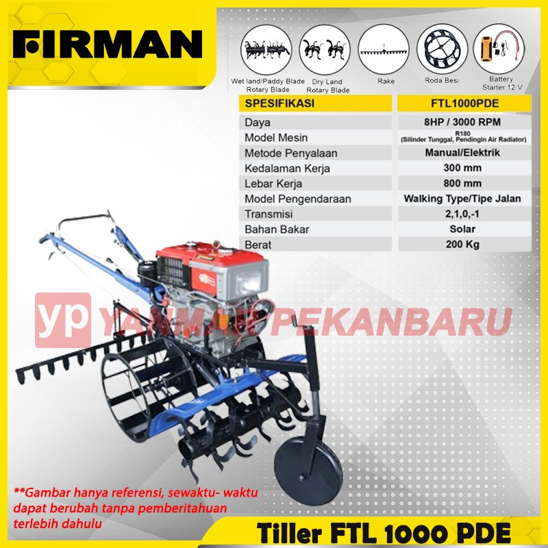Mesin Traktor BAJAK SAWAH FIRMAN FTL 1000 PDE