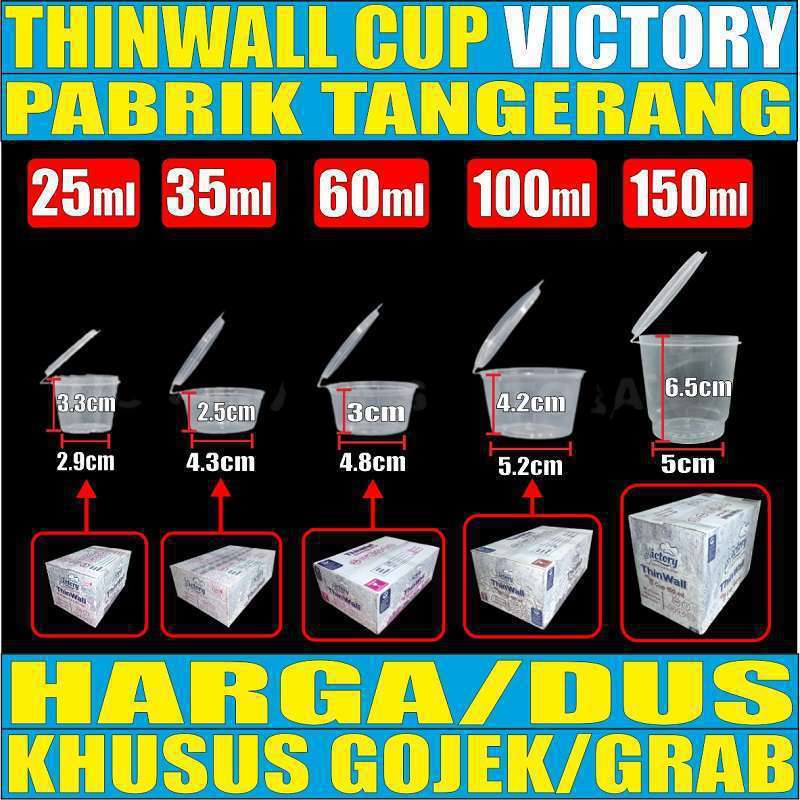 Thinwall Cup 25ml 35ml 60ml 100ml 150ml Per Dus Bulat Cup Sambel n Cup Puding Plastik Gjk