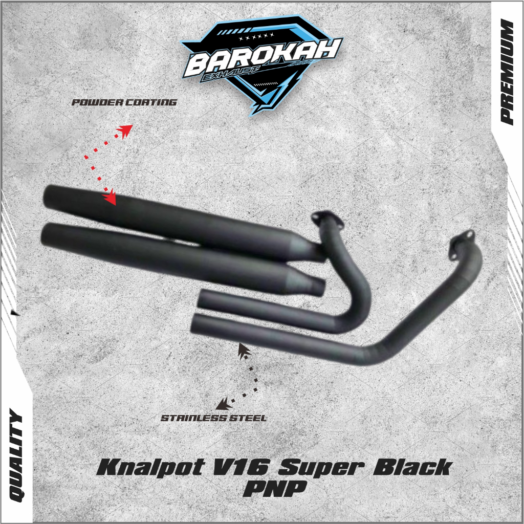 Knalpot V16 super black Tinggal Pasang