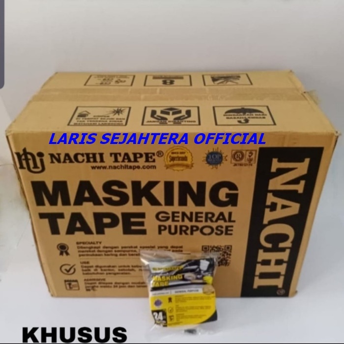 

Masking Tape Nachi Ukuran 24 MM / Isolasi Kertas Uk 24MM / Masking Tape 1 Dus