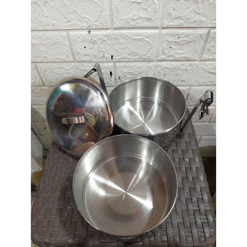 Cuci Gudang Rantang Stainless Stell Jepit 2 Susun 14Cm / Rantang Jepit Kecil / Rantang Makanan 14X2