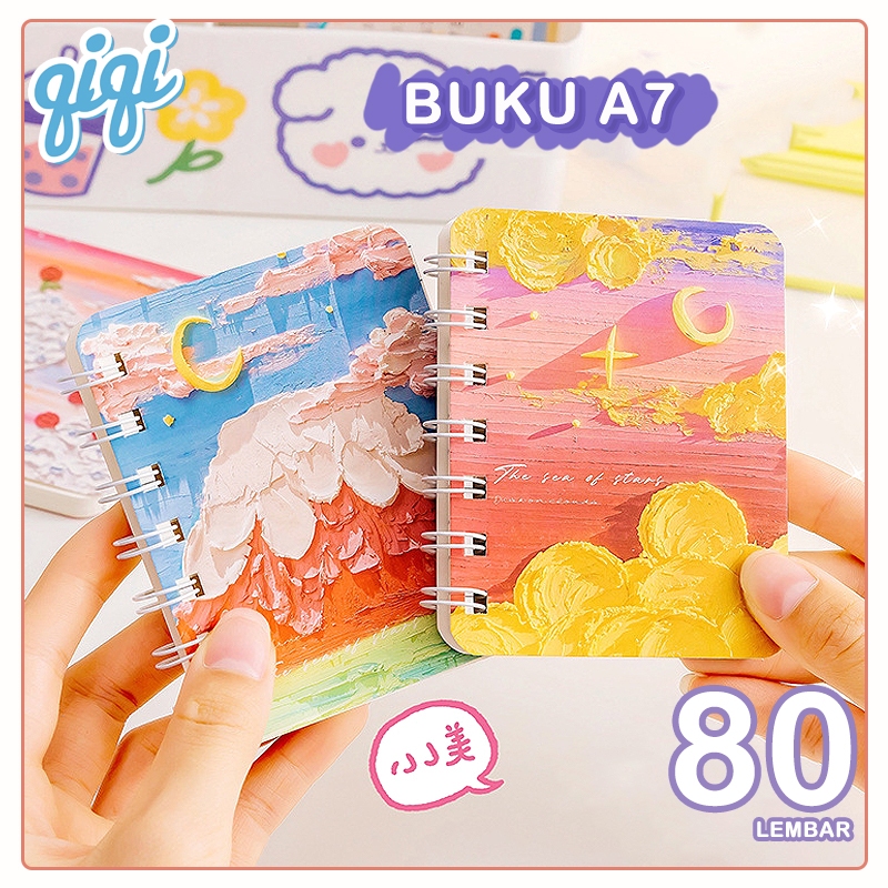 

BUKU A7 gaya lukisan cat minyak buku catatan/Notebook Aesthetic/Buku diary aesthetic/BUKU CATATAN Kecil Catata SCRAPBOOK MINI BUKU A7 ISI 80 LEMBAR buku catatan perlengkapan sekolah - Qiqi Treasure