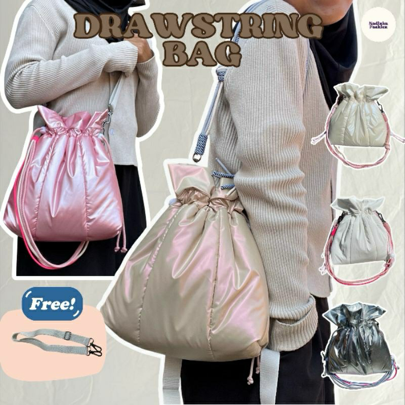 puffy serut // drawsting bag //tas slempang // tas korea