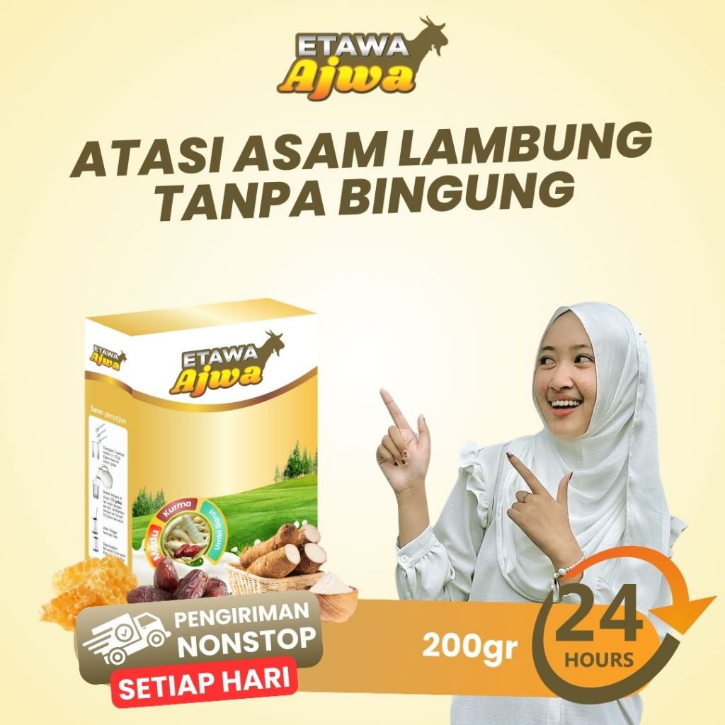 

Susu Kambing Etawa Plus Kurma Ajwa 1 Box bantu merawat dari asam lambung