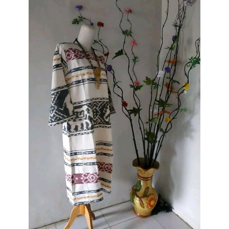 dress wanita dewasa model korean style modern baju wanita tenun etnik