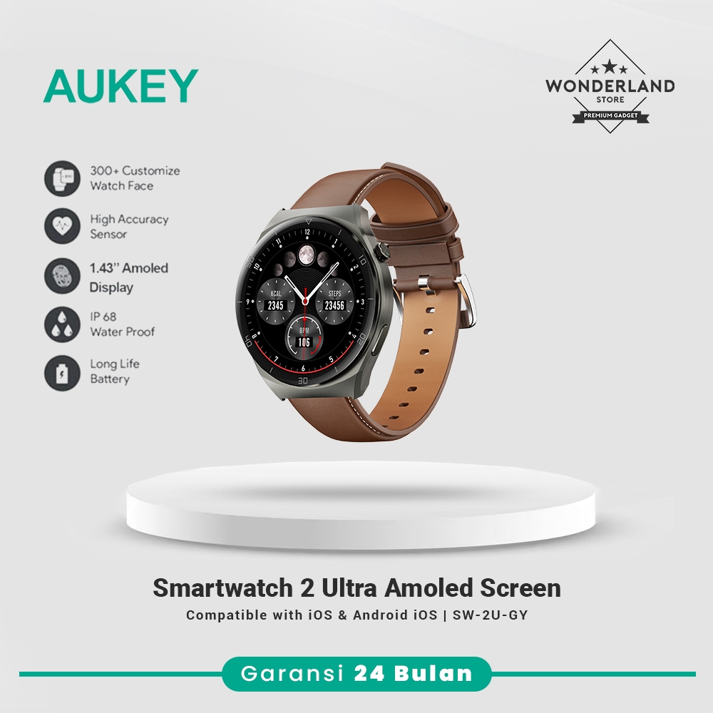 Aukey Smartwatch 2 Ultra SW-2U Gray Amoled Display Bluetooth Call IP68 Waterproof
