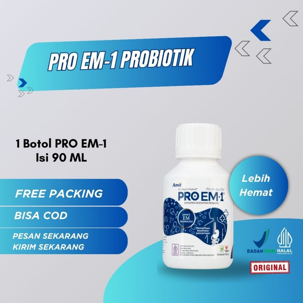 PRO EM 1 Probiotik 100% Alami Murah (90ml) I ED Terbaru Januari 2027 I Anak Dewasa Lansia I BPOM & H