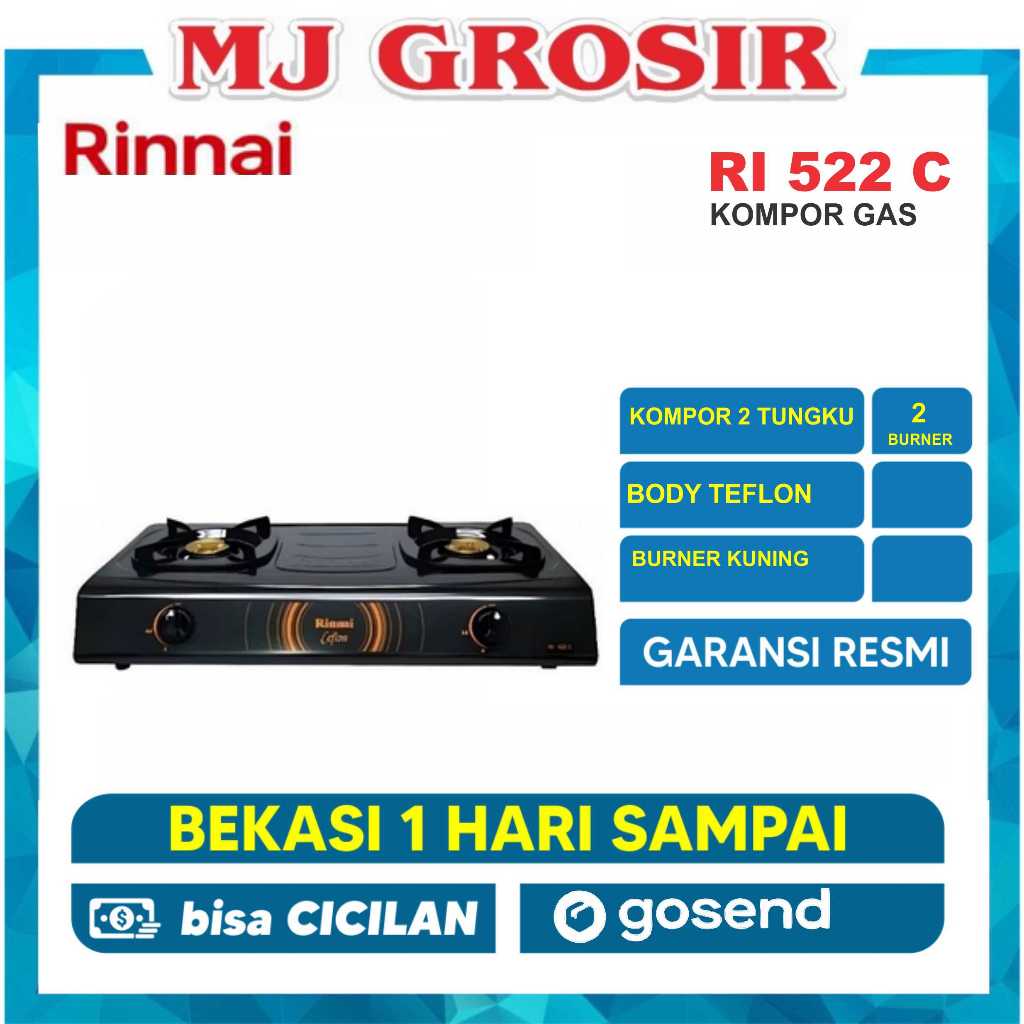 PROMO KOMPOR 2 TUNGKU MURAH RINNAI RI 522 C / 202 S / 52 SB / 522 CE / 522 S