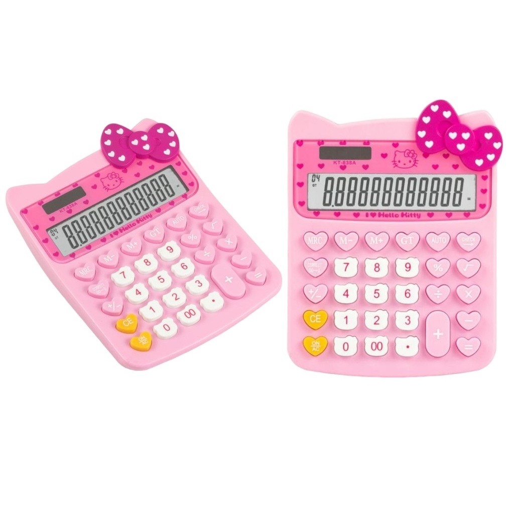 

FREE BATERAI Kalkulator Hello Kitty PINK Ukuran XL Pita 3D SANRIO KT - 838 A Panel surya Karakter Unik dan Lucu 12 Digit Sekolah KANTOR ANAK HADIAH MATEMATIKA HITUNG