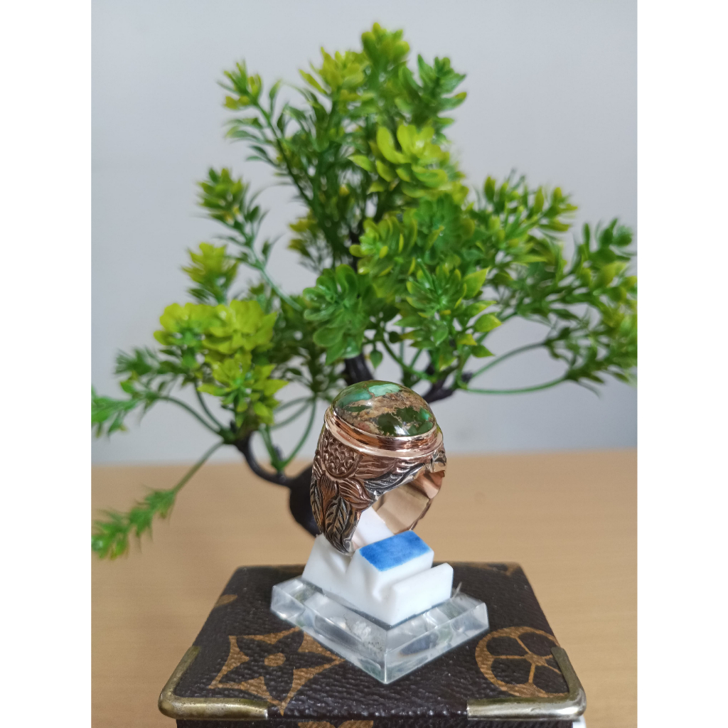 Cincin batu Pirus persia hijau