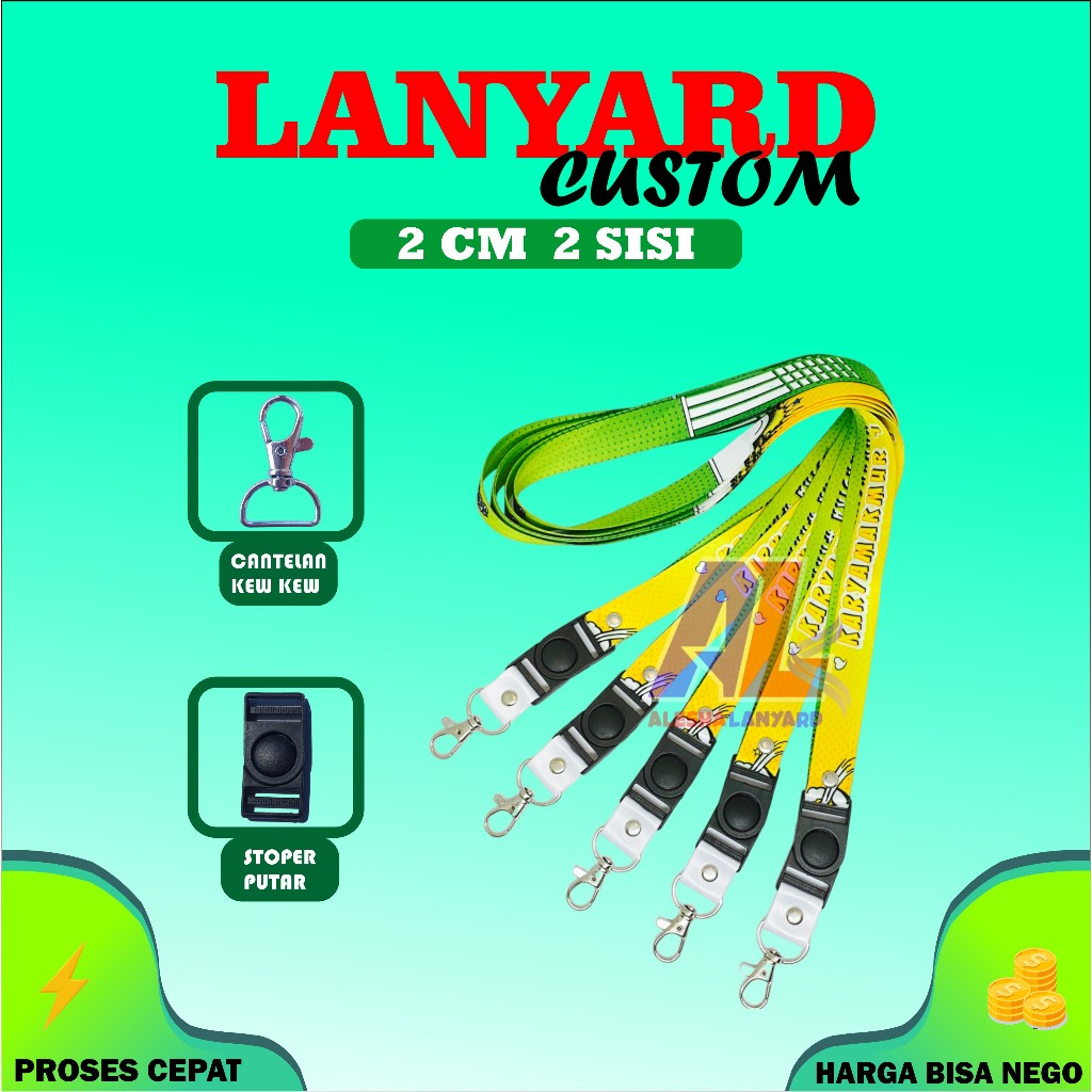 

LANYARD CUSTOM PRINTING SUBLIM 2 CM 2 SISI/CETAK TALI LANYARD ID CARD CUSTOM GANTUNGAN NAME TAG