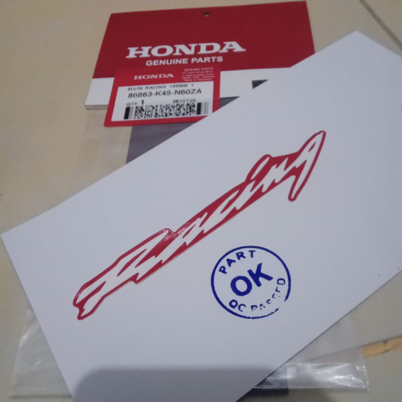 sticker stiker tulisan racing mark racing 155mm cbr 150r cbr 250rr original honda