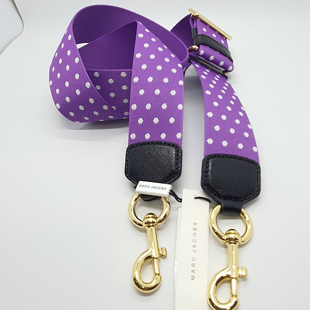 Marc Jacobs Shoulder Strap Tali Tas Baru Original Ungu Gold Hardware