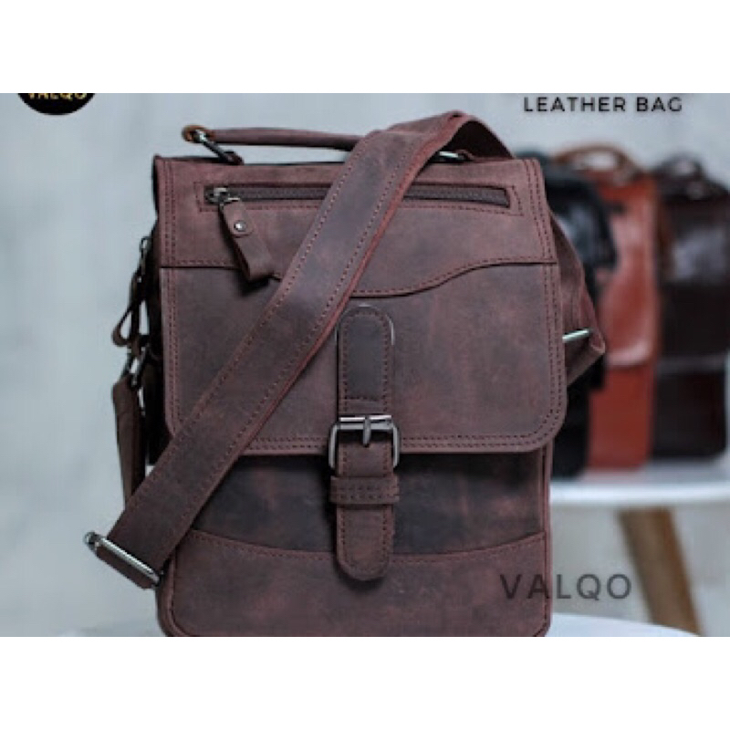 VALQO MARIO Tas Pria Selempang Kulit Sapi Slingbag Pria Laki Cowok bis 100% ORIGINAL