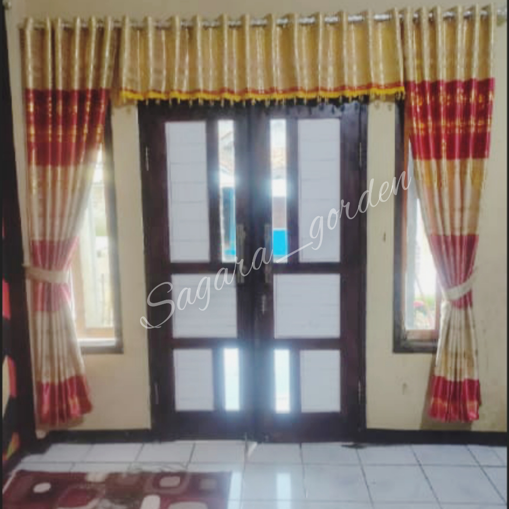 gorden 1set poni pintu dan jendela/ 2,tirai satu poni