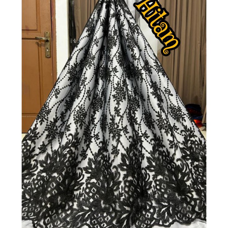 Hot Product TERMURAH KAIN TILE TULLE AKAR MUTIARA BORDIR ATAS BAWAH  BAHAN BROKAT MUTIARA KEBAYA