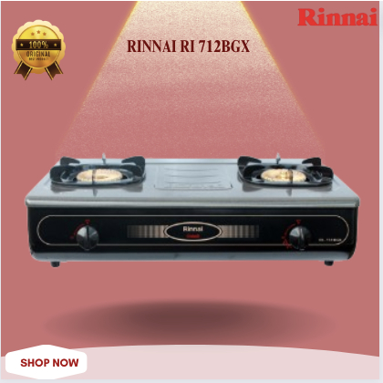 Kompor Gas Rinnai 2 Tungku RI 712BGX ORIGINAL BERGARANSI/RI712BGX/RI 712 BGX/RI-712-BGX/RI-712BGX