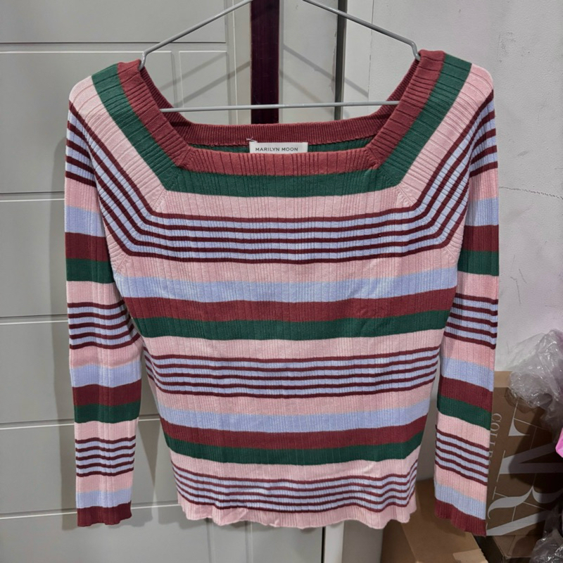 preloved stripe square neck top
