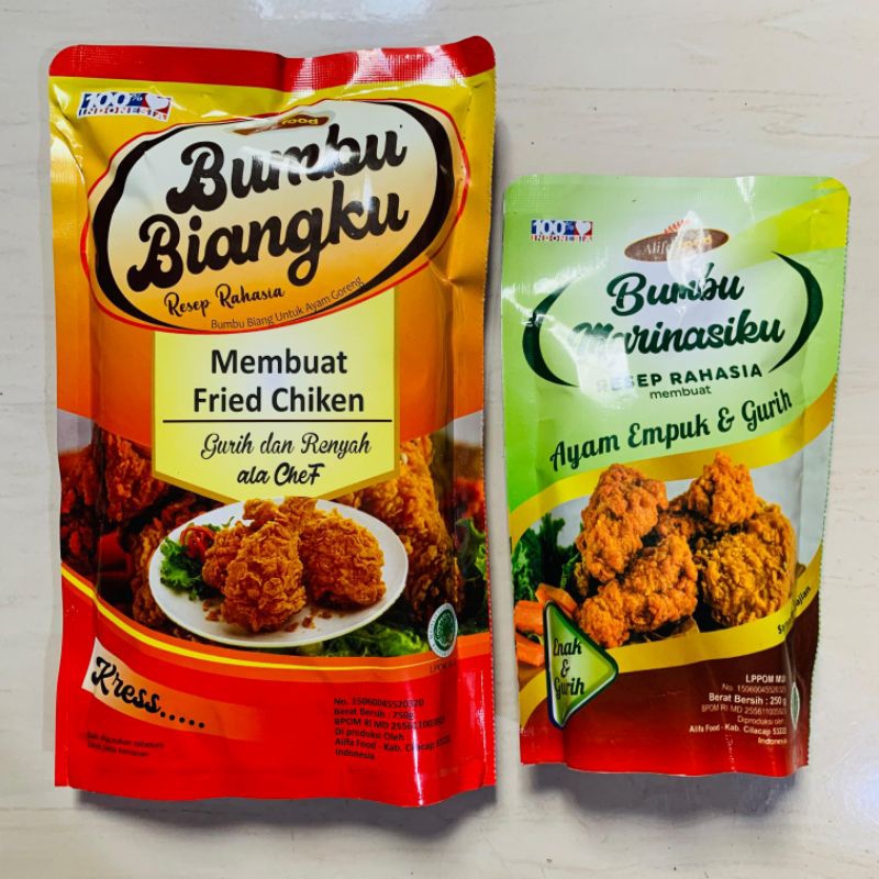 

Alifa Food Paket Bumbu Biangku 750 gr dan Marinasi 250 gr Tepung Bumbu