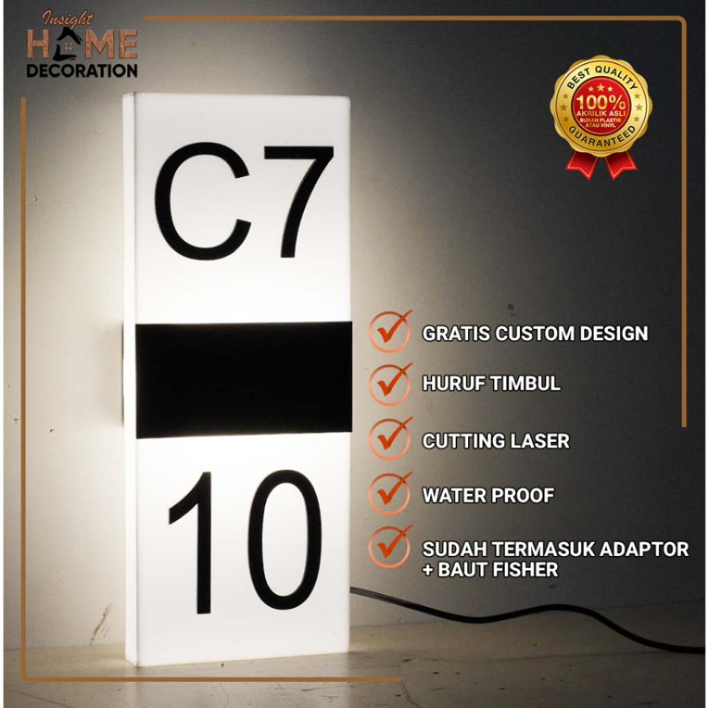 Nomor Rumah LED Bahan Akrilik Minimalis Aesthetic