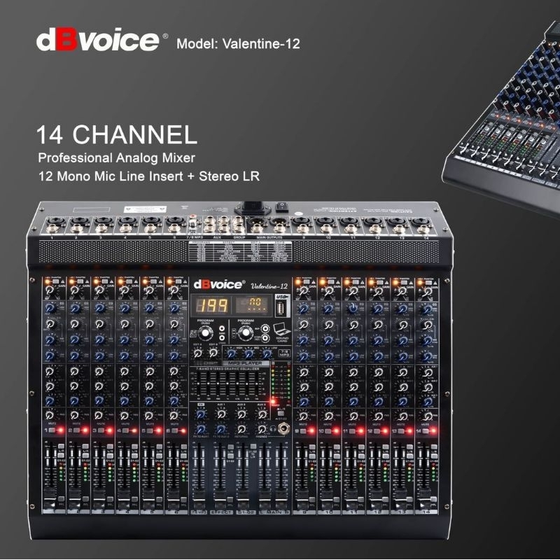 Mixer 12 Channel dBvoice Valentine 12 Profesional Audio Mixer dB Voice Original