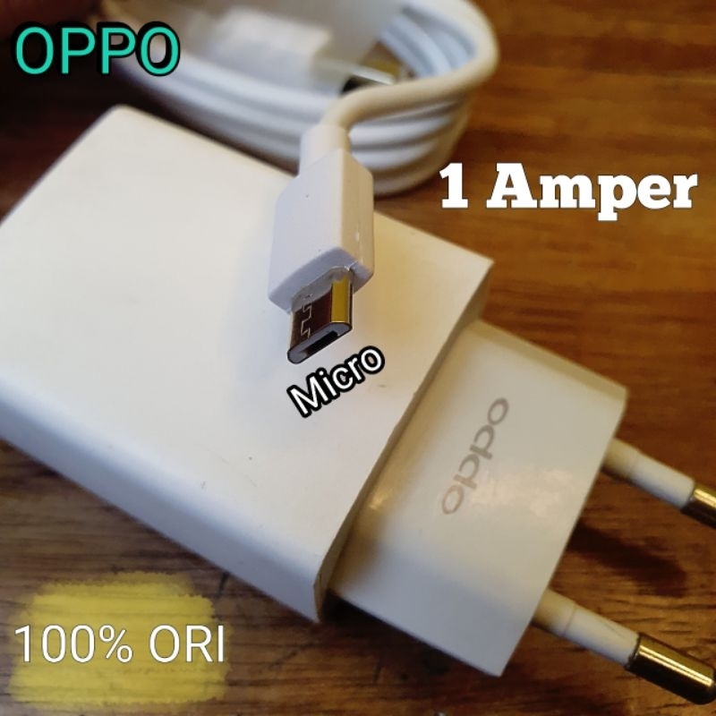 Charger Oppo 1 Amper Micro A35 A37 A37F A71 A3S A57 A38 A59 Original 100% Bawaan Hp (Second)