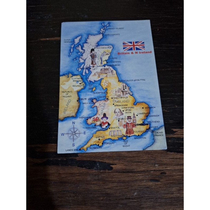

kartu pos peta inggris/england map postcard