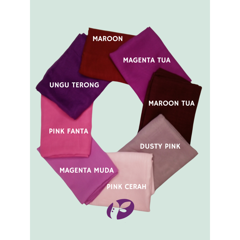 BELLA SQUARE PREMIUM PINK CERAH, PINK FANTA, DUSTY PINK, MAGENTA MUDA, MAGENTA TUA, UNGU TERONG, MAR