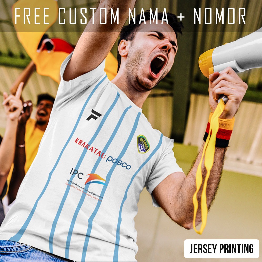 Kaos Bola Jersey Cilegon United Klub Strip Garis Baju Custom Nama dan Nomor Punggung - 273