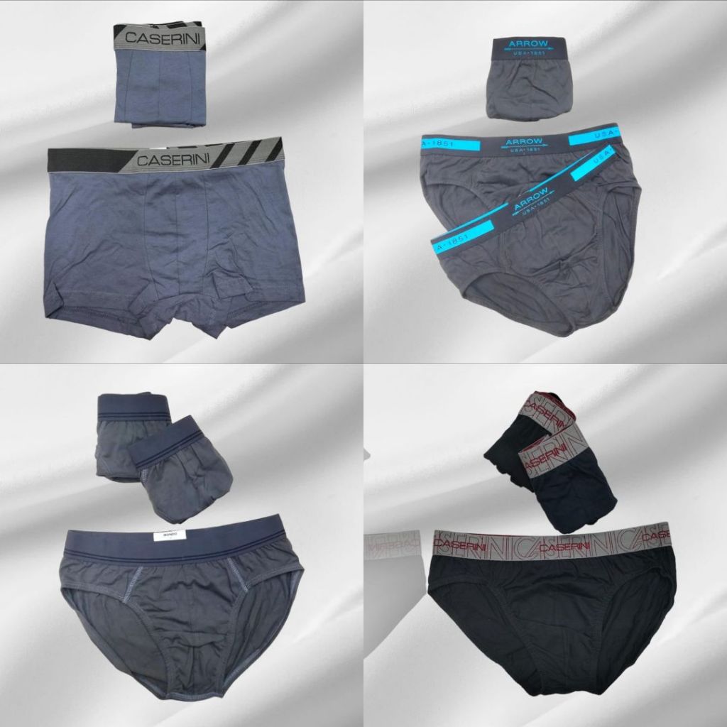 3Pcs Celana Dalam Pria Dewasa SegiTiga Boxer | MUNDO | ARROW | CASERIRI | Tanpa Kemasan Dus .