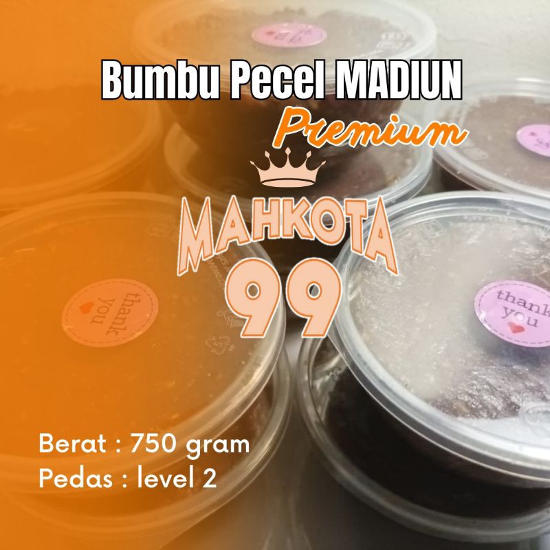 

(PREMIUM) BUMBU PECEL RECEP MADIUN "MAHKOTA 99". BERAT 750 GRAM. PEDAS LEVEL 2