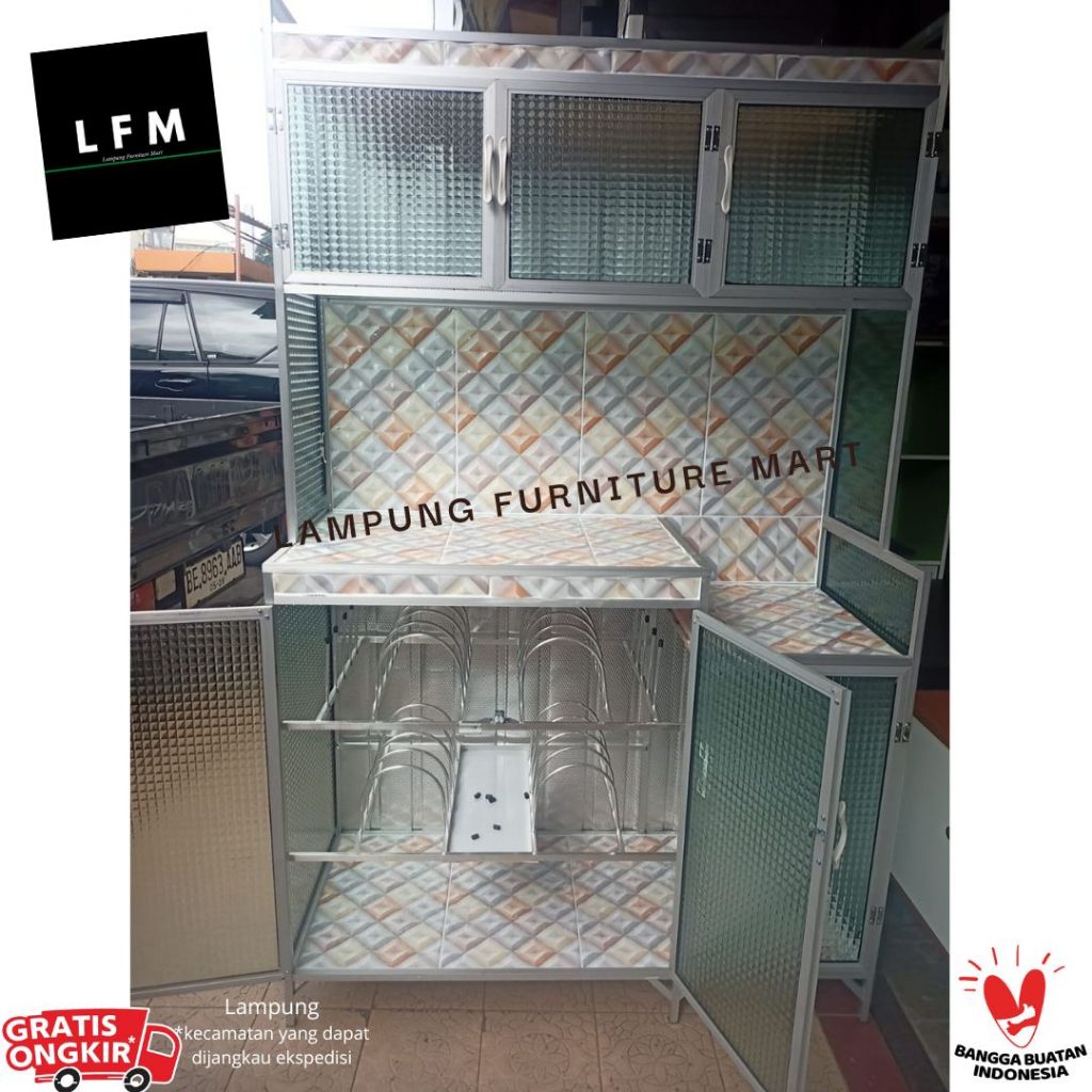 Kitchen set Lemari makan Alumunium 3pintu- LFM Lampung
