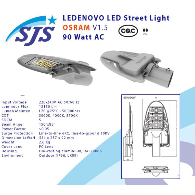 Lampu Pju Osram 90watt Ac220 Ledonvo Sni