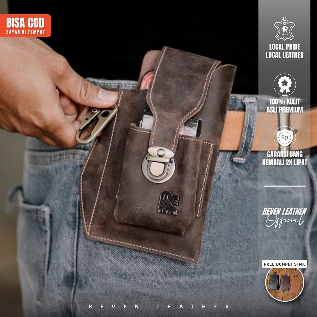 RST Tas Pinggang Hp Pria Waistbag Waist Bag Army Tempat Smartphone dan Dompet Tas Selempang Kulit
