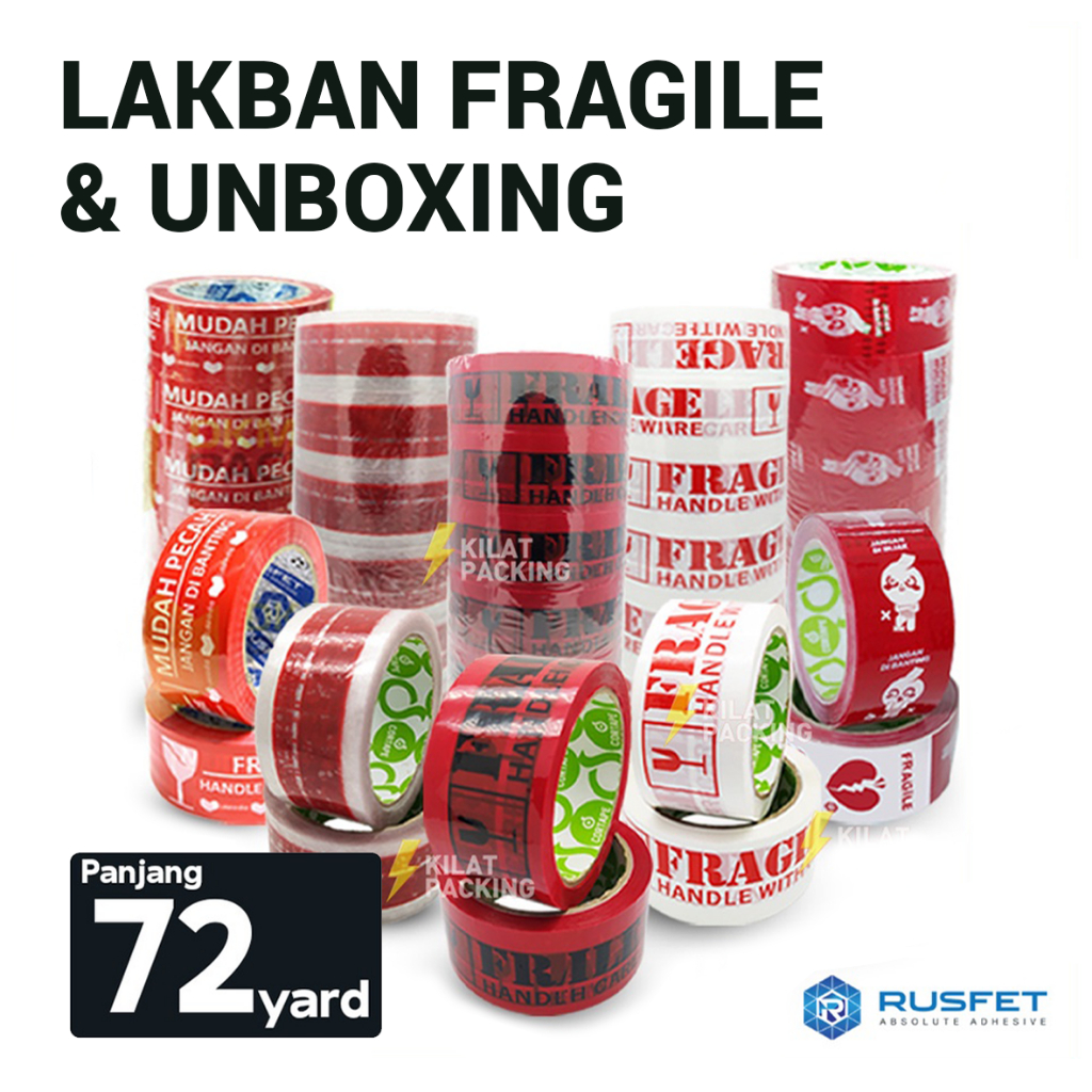 

Lakban Unboxing Fragile Merah Awas Pecah Label Paket Online Shop
