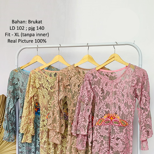 Kaftan Dress Brukat Wanita Lengan Panjang Tanpa Inner Baju Lebaran Kaftan Brokat Modern All Size Mod